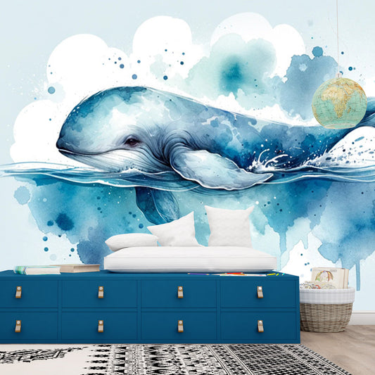Blue Whale Wallpaper | Blue Watercolour