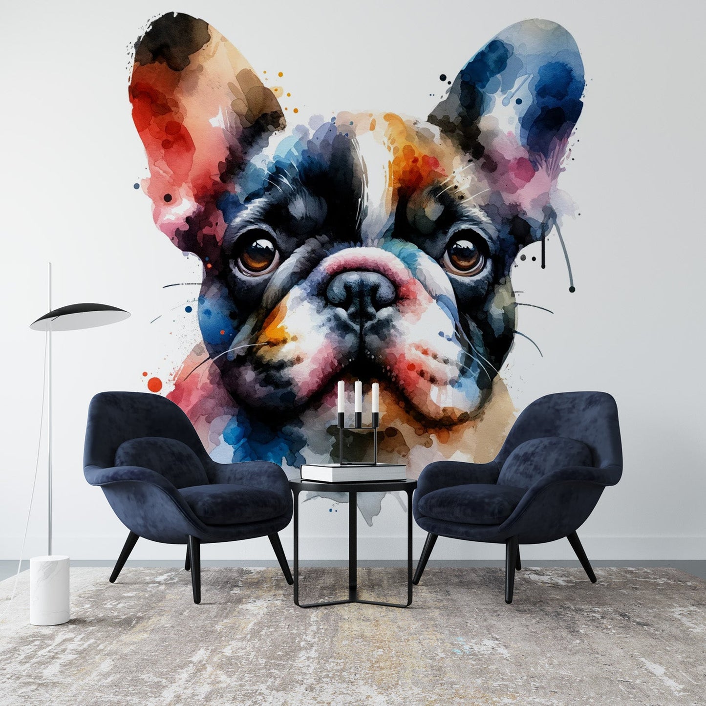 Watercolour Wallpaper | Colourful French Bulldog