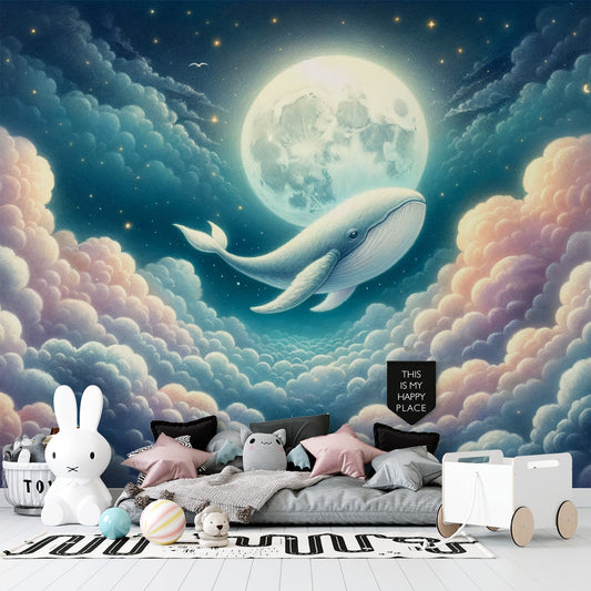 Whale Wallpaper | Cloud Alley with Full Moon