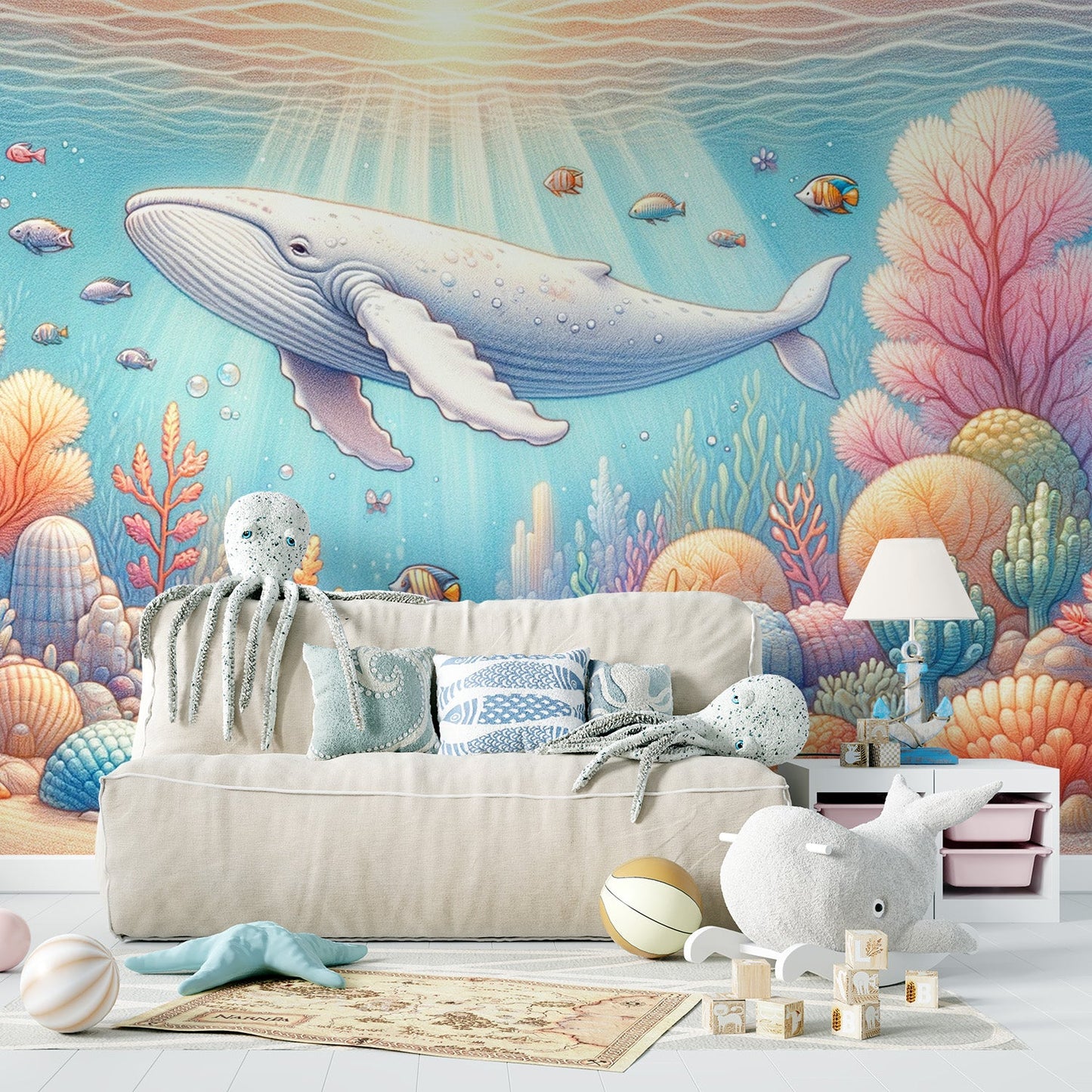 Whale Wallpaper | Colourful Corals and Fishes