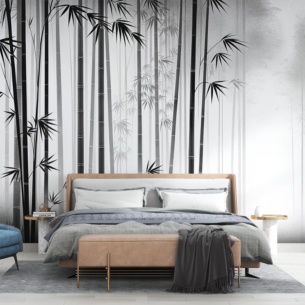 Bamboo Wallpaper | Black and White Stems