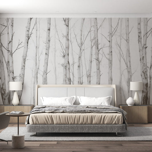 Birch Wallpaper | Forest in Subtle Tones