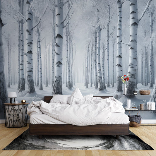 Birch Wallpaper | Realistic Snowy Forest