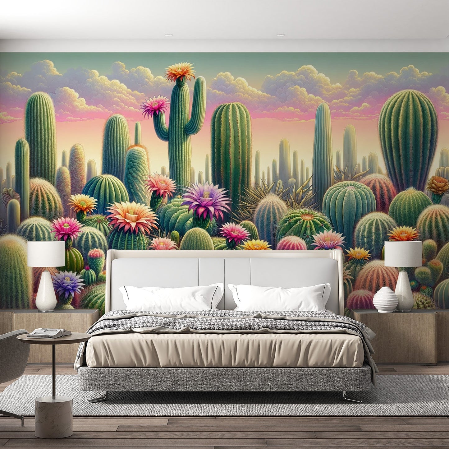 Cactus Wallpaper | Flowers and Colourful Sky