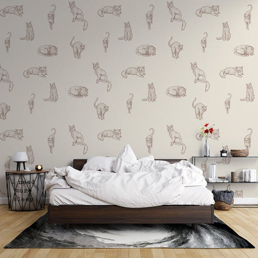 Cat wallpaper | Drawing on neutral background