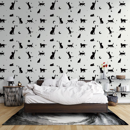 Cat wallpaper | Black and white silhouettes