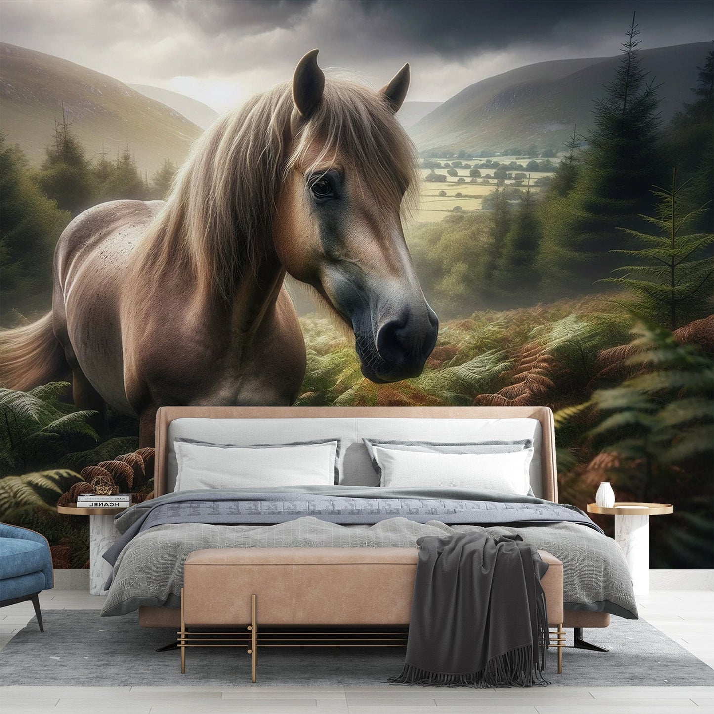 Horse Wallpaper | Green Fern Meadow