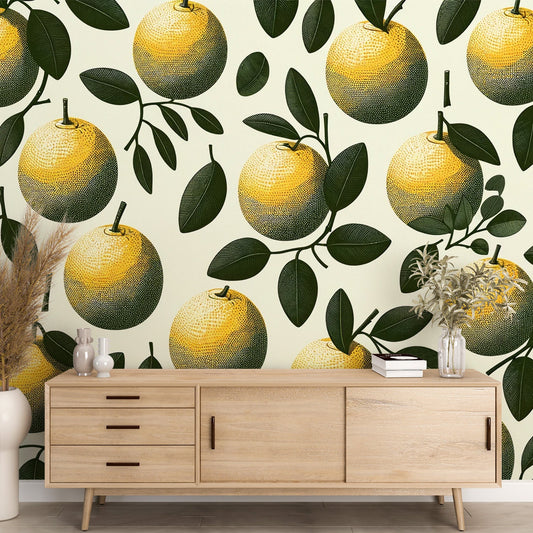 Lemon Wallpaper | Round Lemon and Dot Texture