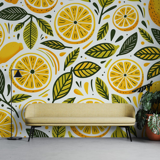 Lemon Yellow Wallpaper | Bright Retro Patterns