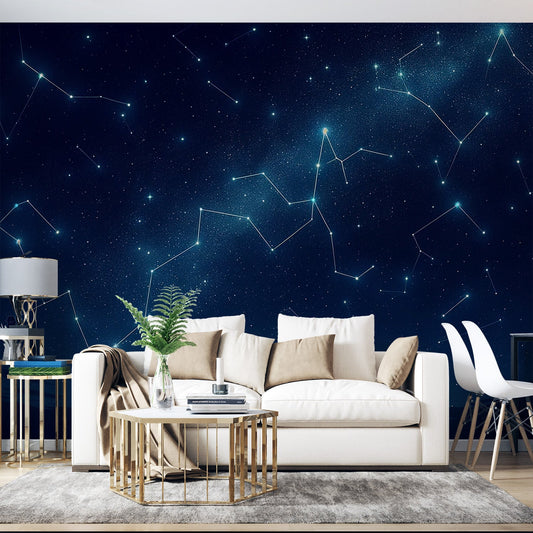 Constellation wallpaper | Midnight blue and starry line