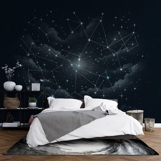 Constellation Wallpaper | Black and White Dot Design