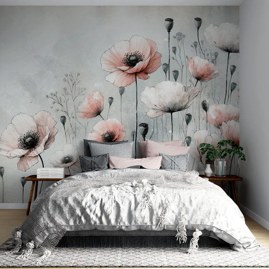 Poppy Wallpaper | Vintage Pink Flowers