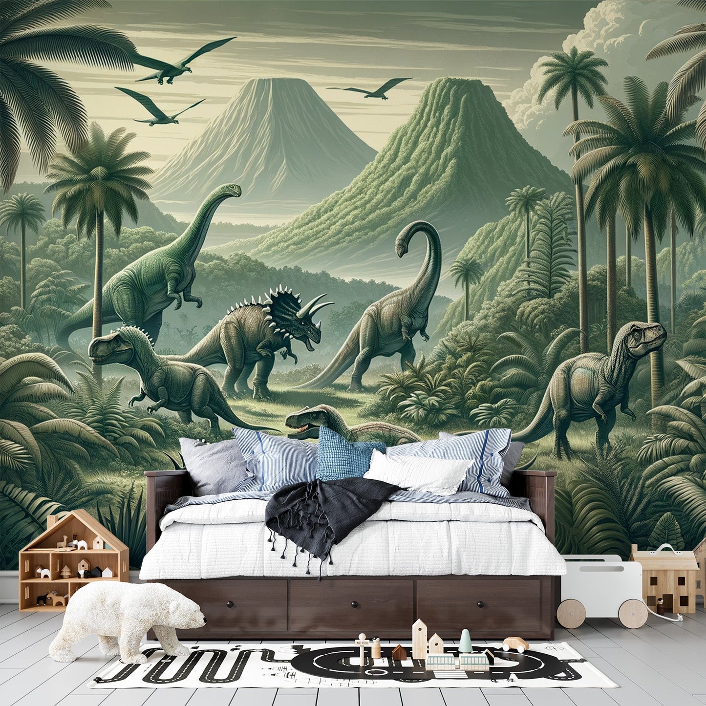 Dinosaur wallpaper | Realistic green landscape