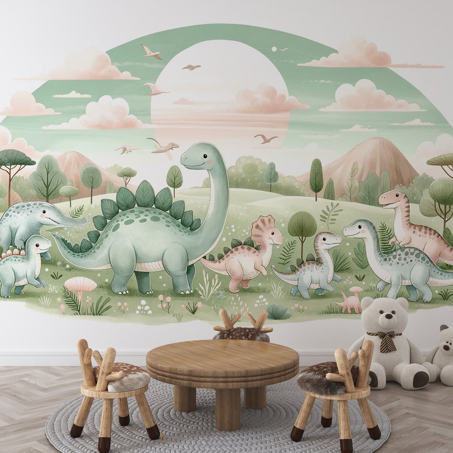 Baby Dinosaur Wallpaper | Cute Green Design