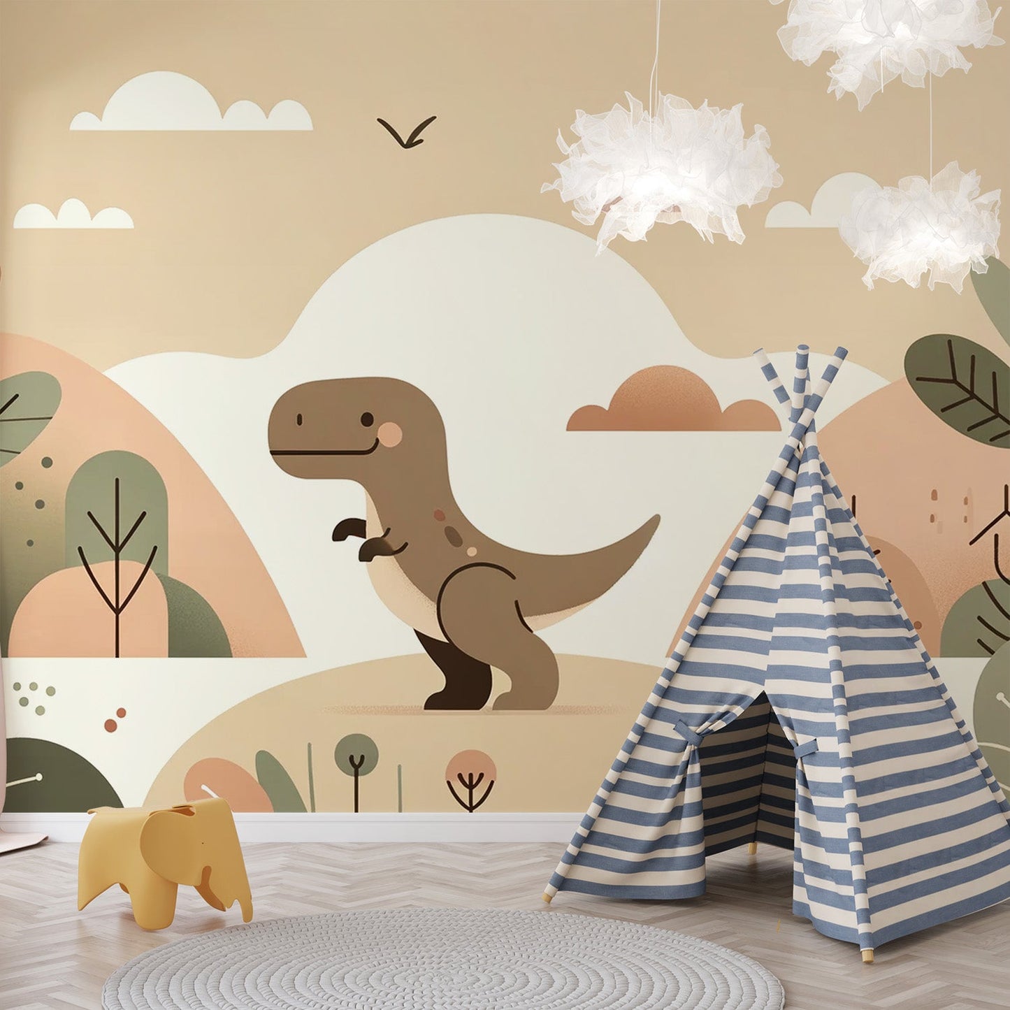 Baby Dinosaur Wallpaper | Little dino in his terracotta jungle