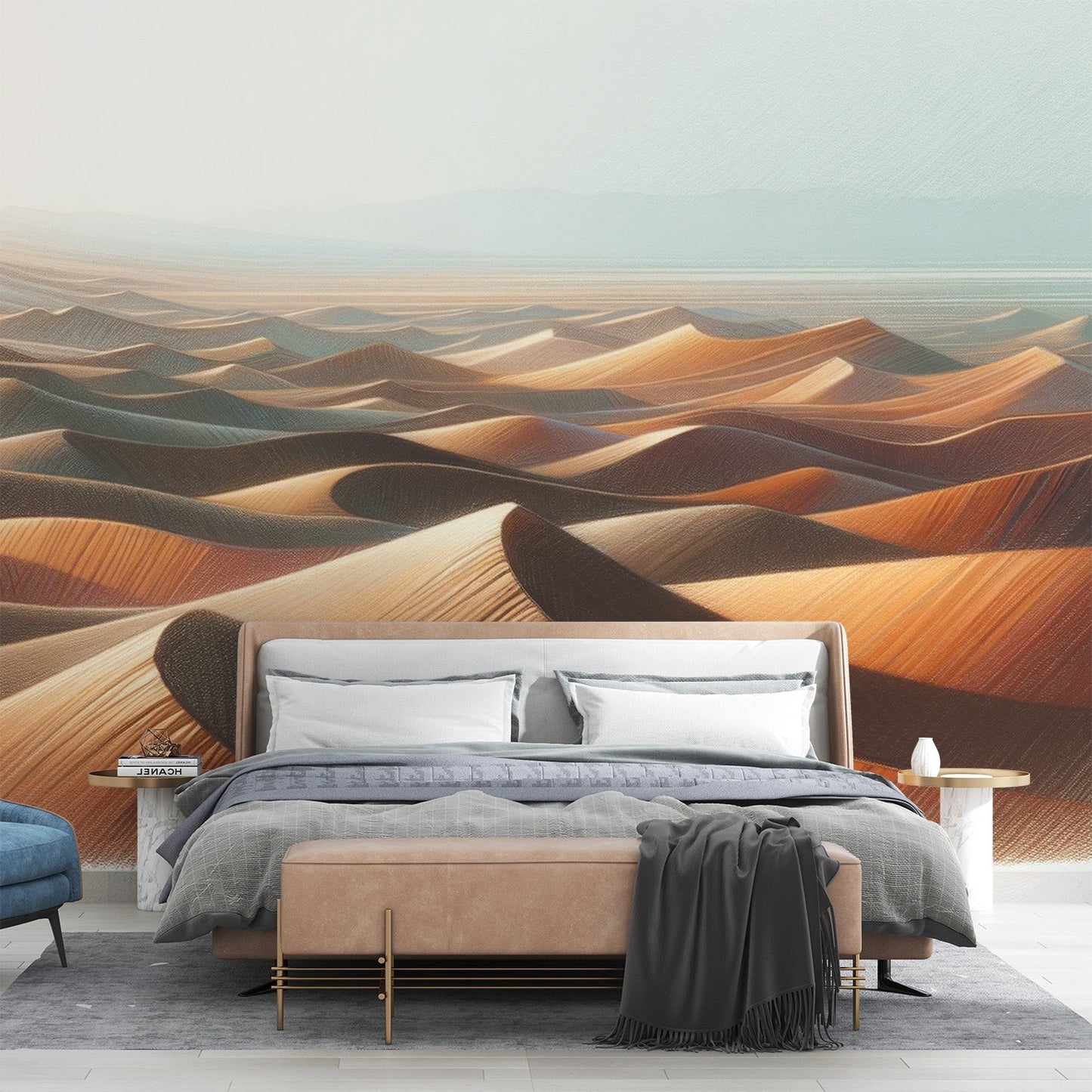 Wallpaper of a Dune | Pastel Pencil Illustration