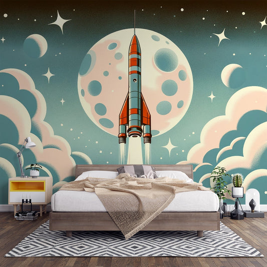 Space wallpaper | Rocket launching towards the moon