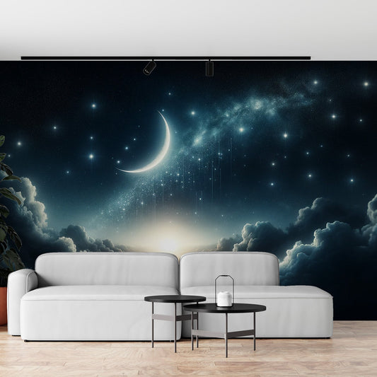 Star Wallpaper | Moon Crescent with Shooting Star