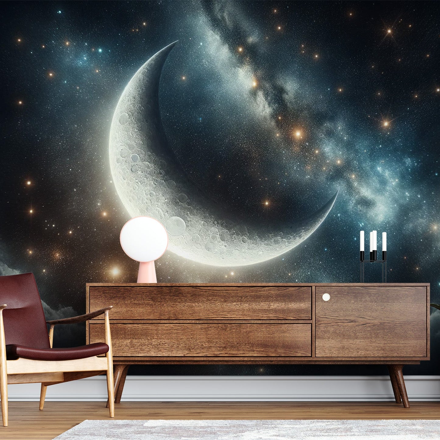 Star Wallpaper | Moon Crescent and Galaxy