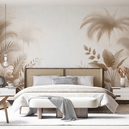 Beige Foliage Wallpaper | Foliage and Tropics with Palm Trees