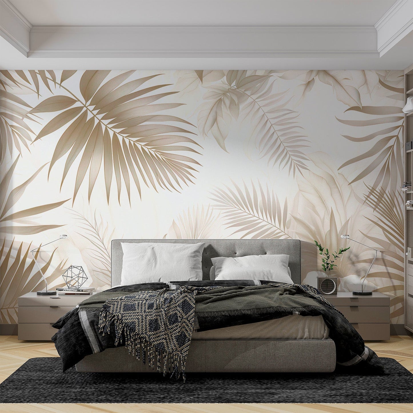 Beige Foliage Wallpaper | Soft-Coloured Foliage Jungle