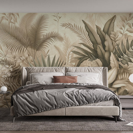 Beige Foliage Wallpaper | Assorted Beige Foliage Pattern