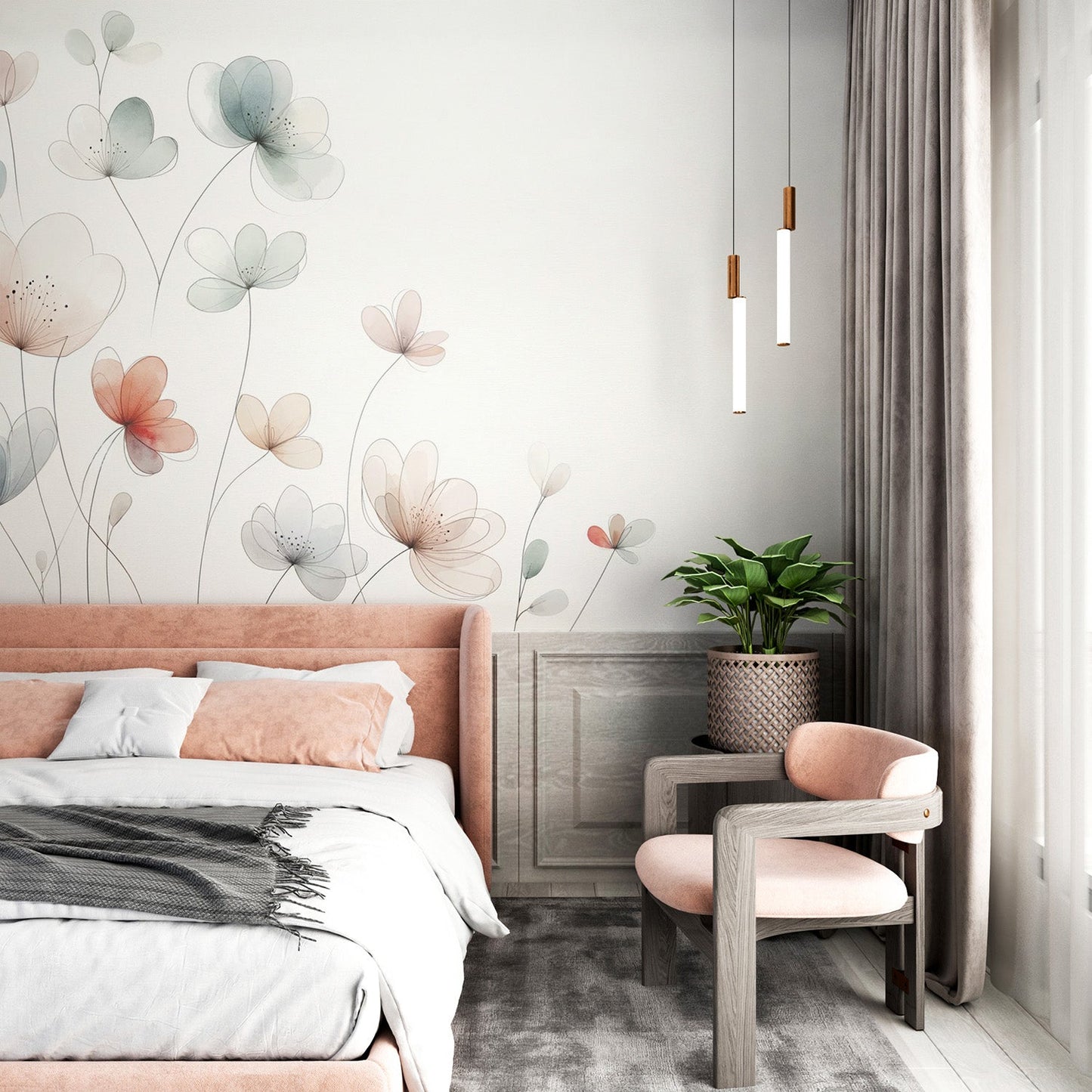 Floral Pastel Wallpaper | Minimalist and Soft Watercolour