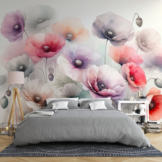 Pastel floral wallpaper | Pastel watercolour flower field