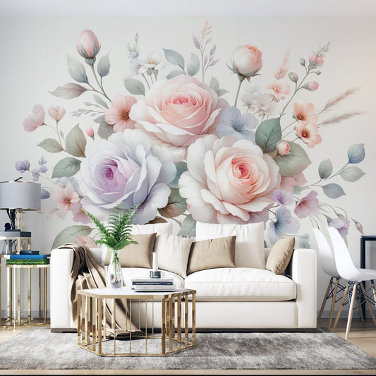 Pastel floral wallpaper | Composition with rose petals