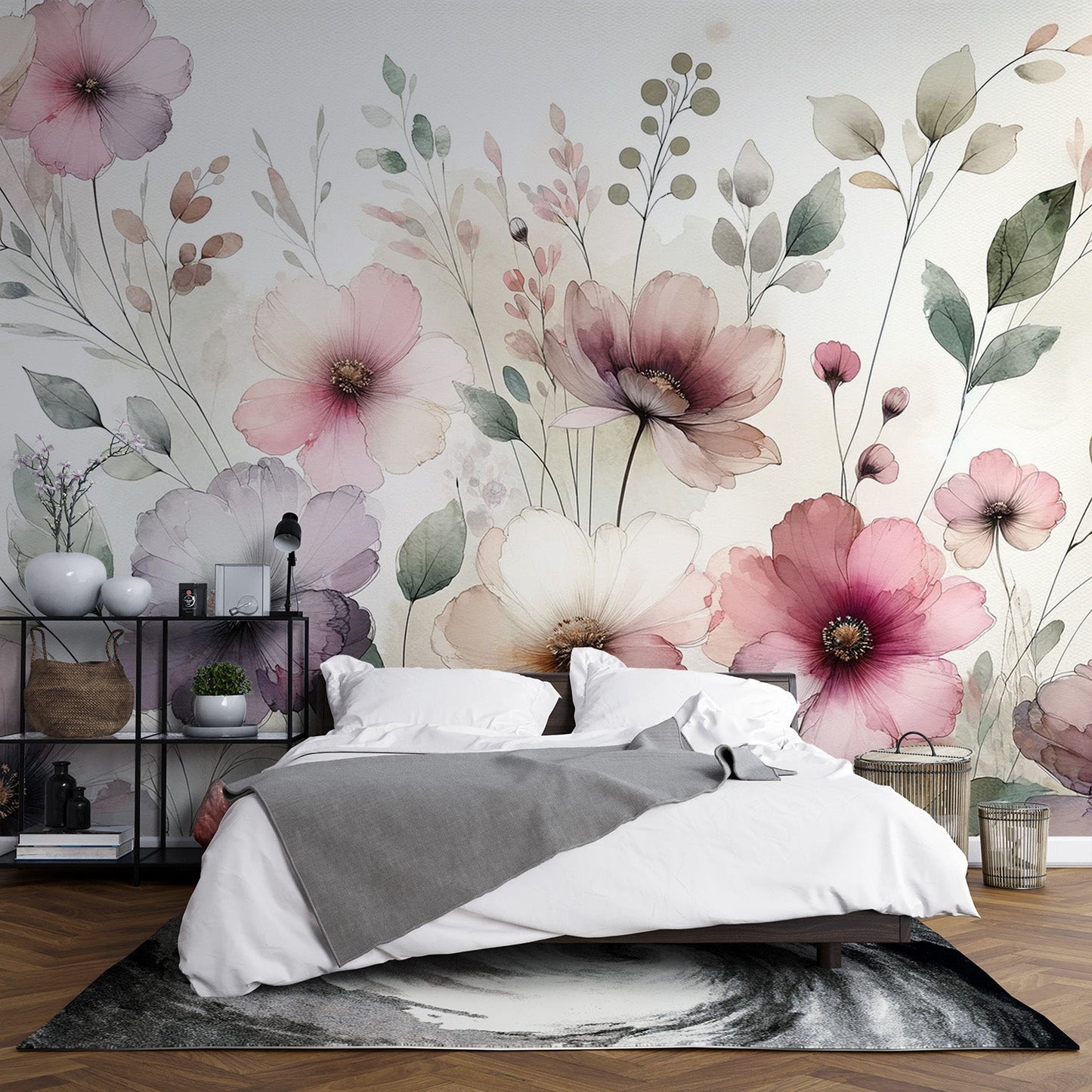 Pastel floral wallpaper | Vintage with purple and pink flowers