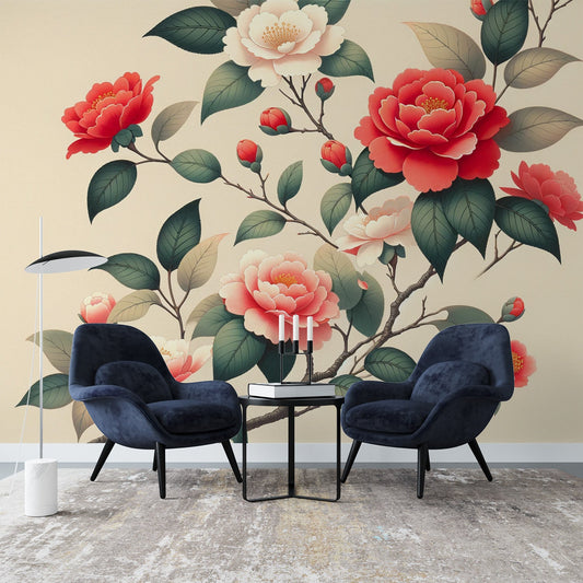 Japanese Flower Wallpaper | Camellia Branch