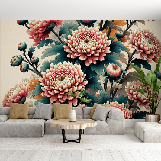 Japanese Flower Wallpaper | Pink Chrysanthemum Flowers