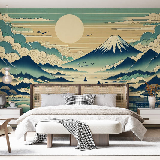 Japanese Wallpaper | Mount Fuji, Japanese White Clouds and Boats