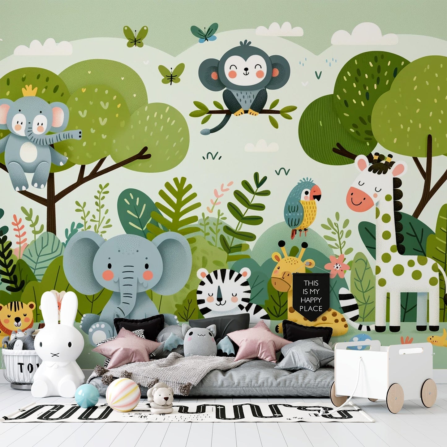 Children's jungle wallpaper | Cartoon jungle animals