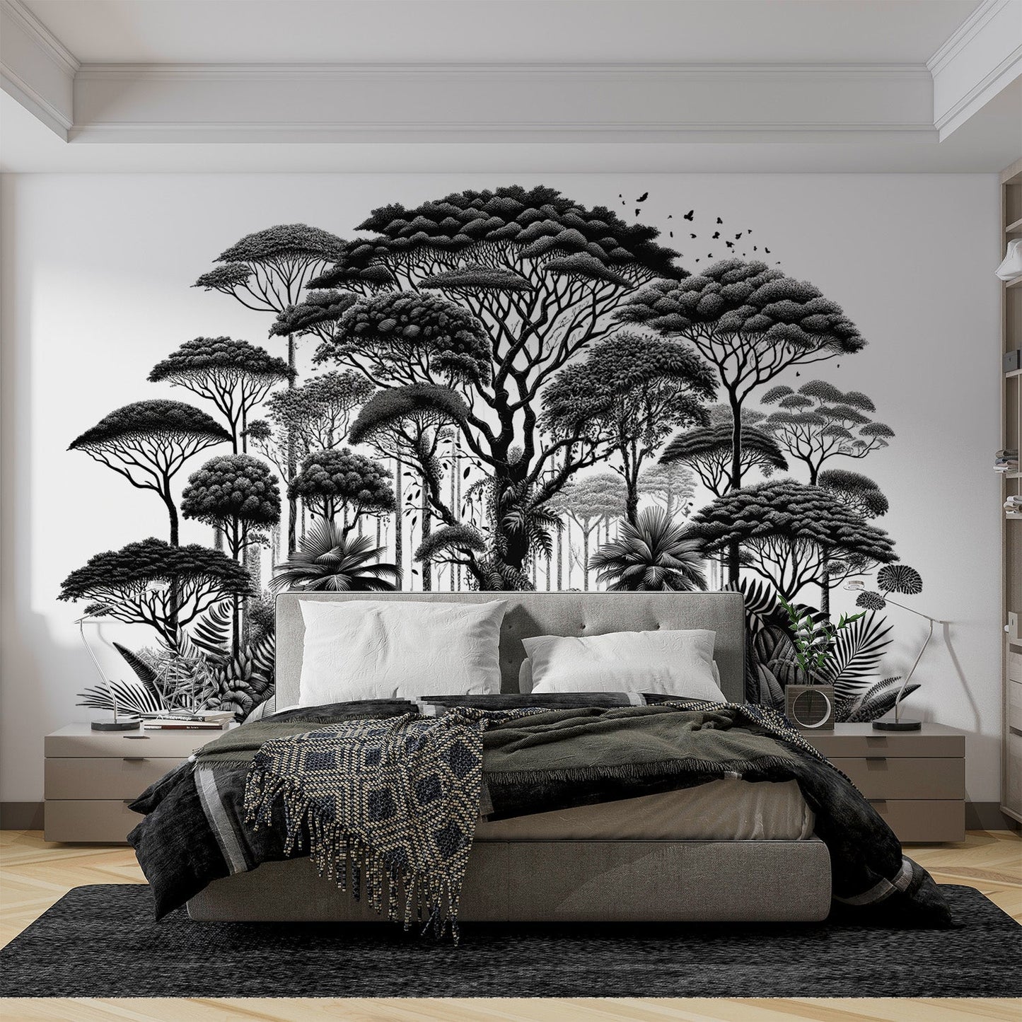 Black and white jungle wallpaper | Botanical relief