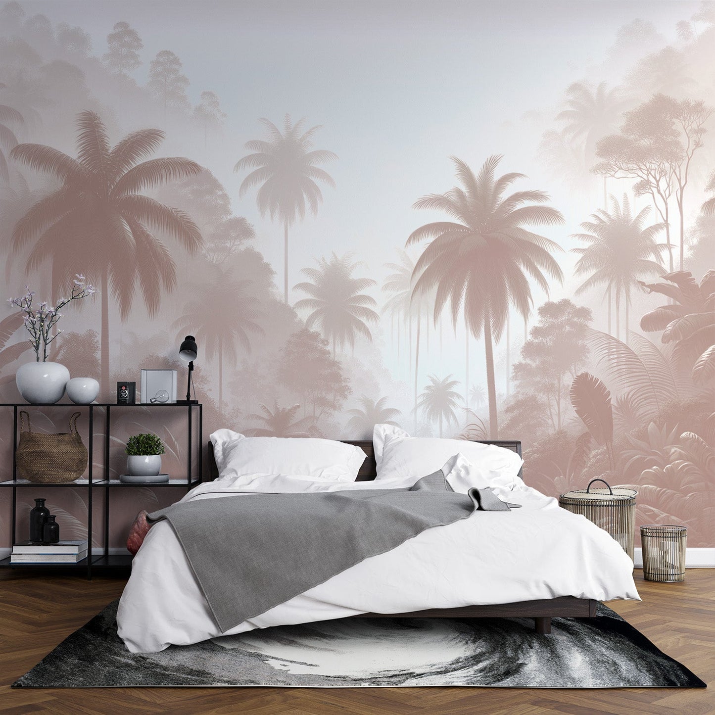 Terracotta jungle wallpaper | Dark terracotta palm trees