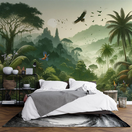 Tropical Jungle Wallpaper | Foliage and Birds
