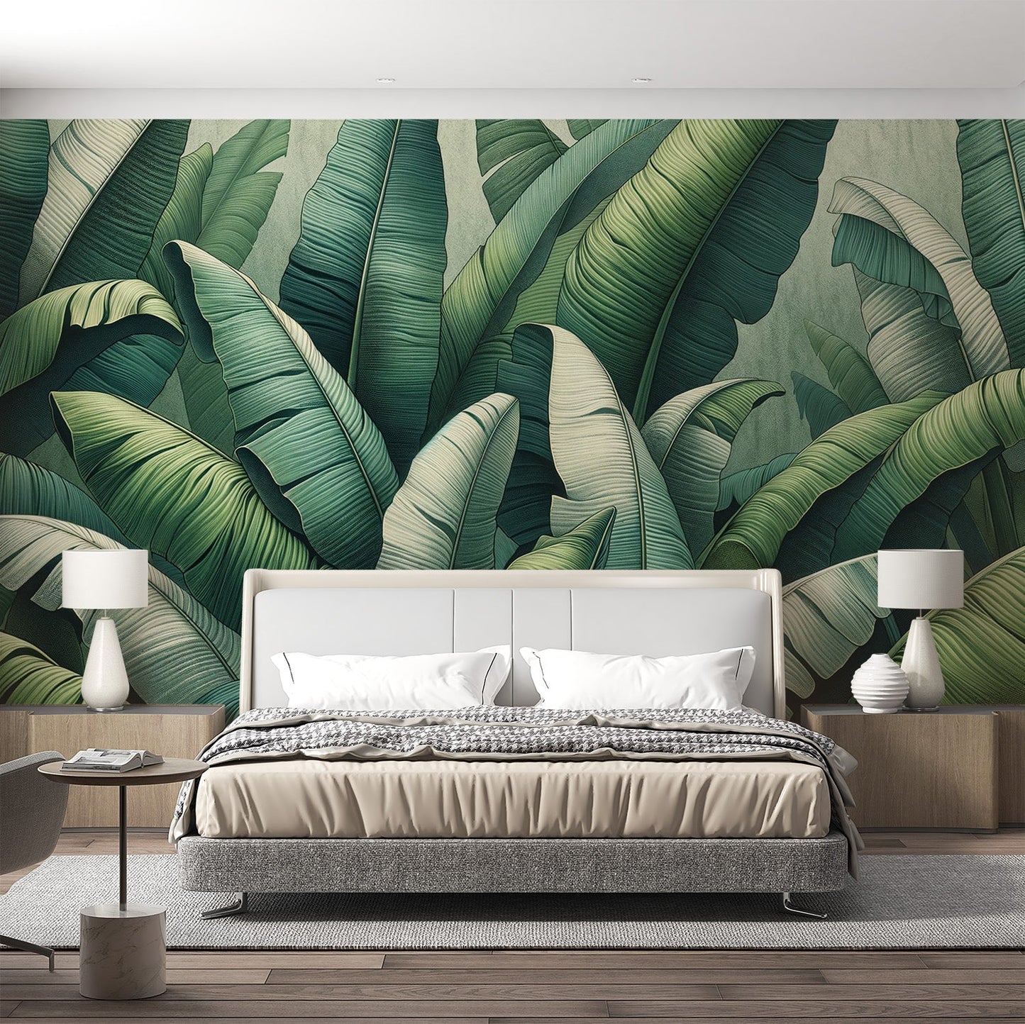Tropical jungle wallpaper | Green banana leaves