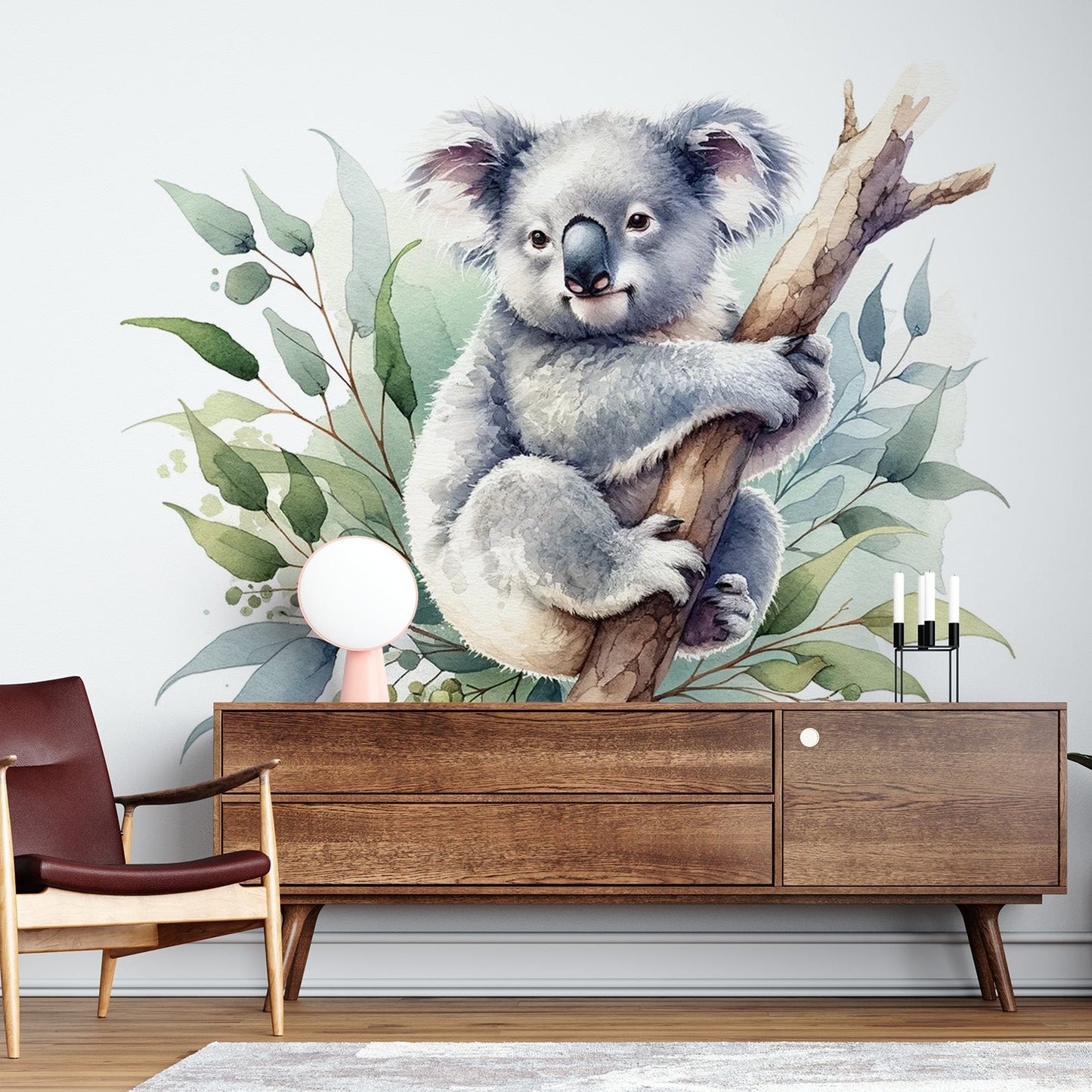 Koala Wallpaper | Hanging on its Branch in Watercolour