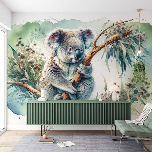 Koala Wallpaper | Green Nature Watercolour