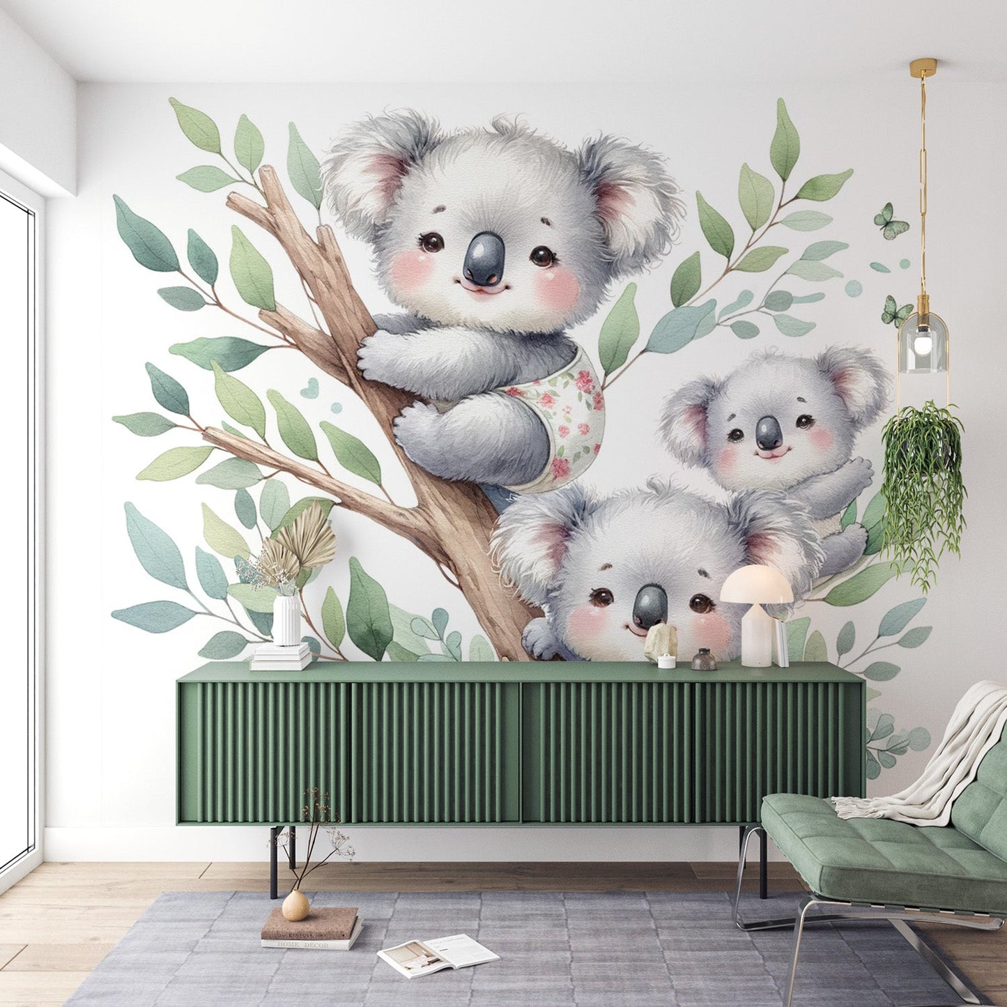 Baby koala wallpaper | Watercolour of little koala on their branch
