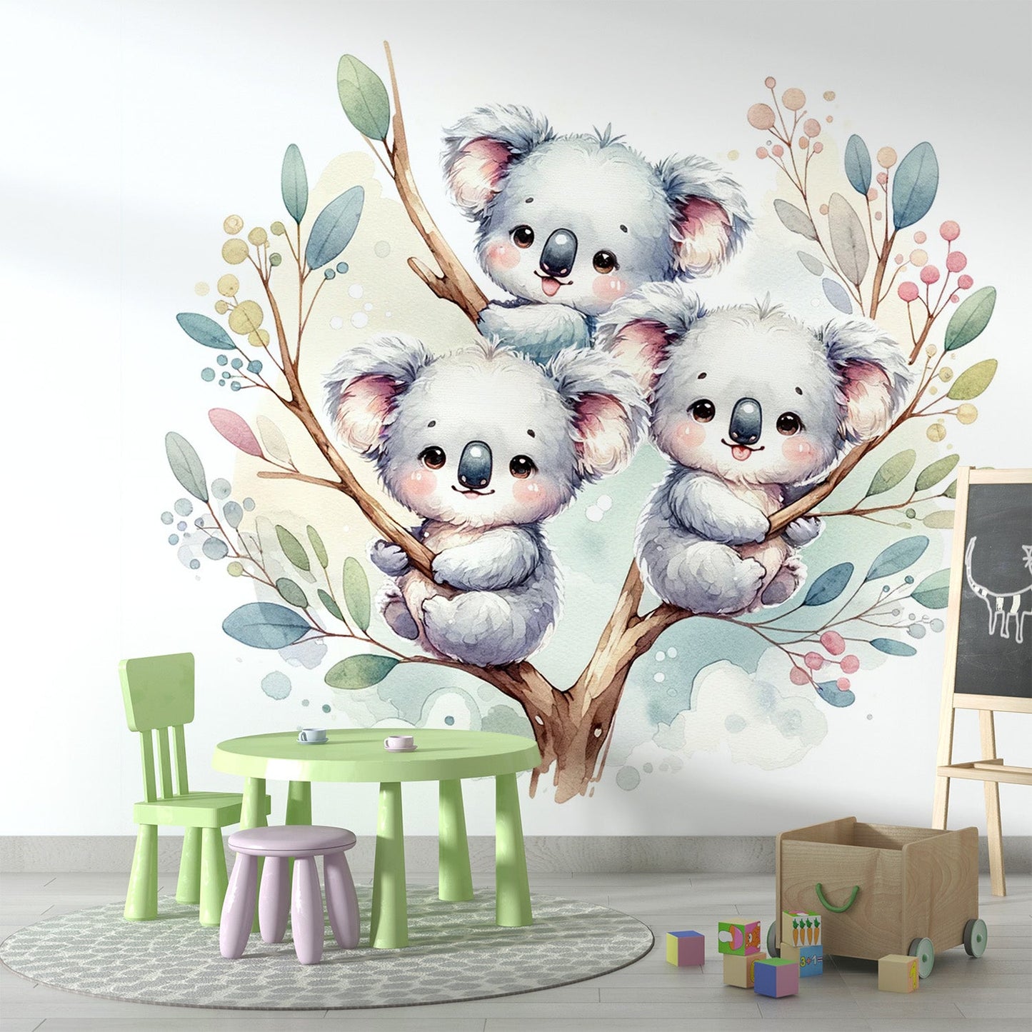 Baby Koala Wallpaper | Watercolour of Three Cute Baby Koalas