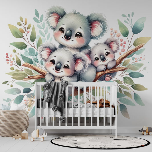 Baby Koala Wallpaper | Cute Koala Family and Foliage