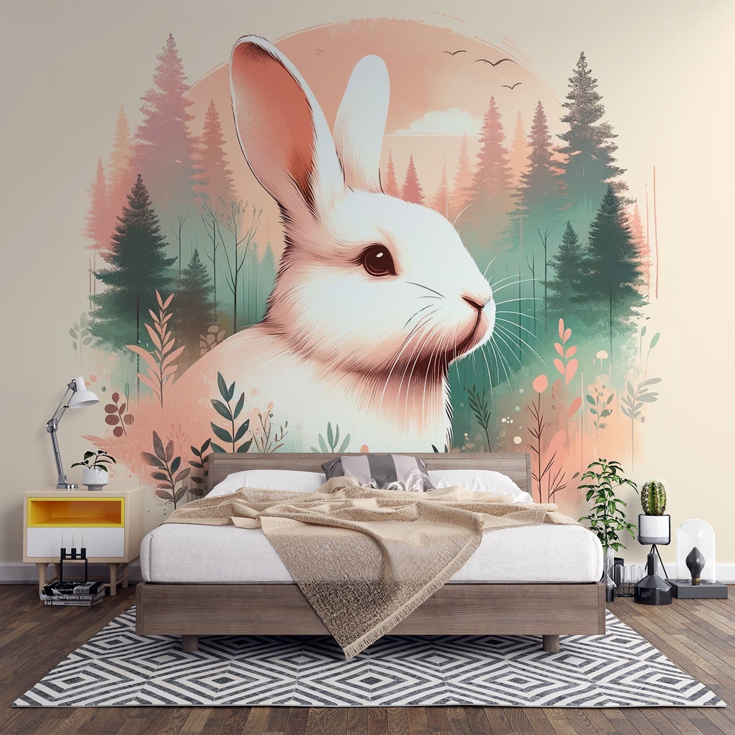 Rabbit Wallpaper | Watercolour Rabbit Portrait