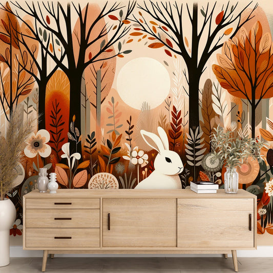 Rabbit Wallpaper | Dense Forest and Earthy Tones