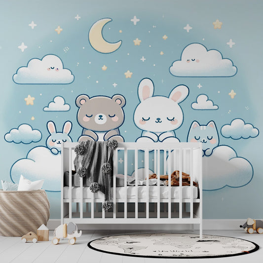 Rabbit Wallpaper | Clouds and Crescent Moon