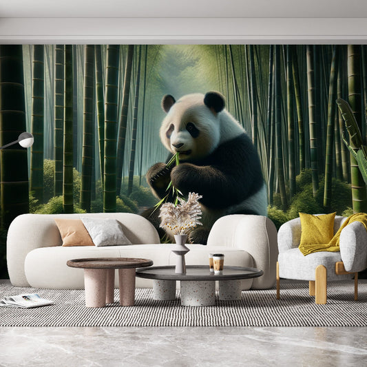 Panda wallpaper | Realistic photography in green bamboo forest