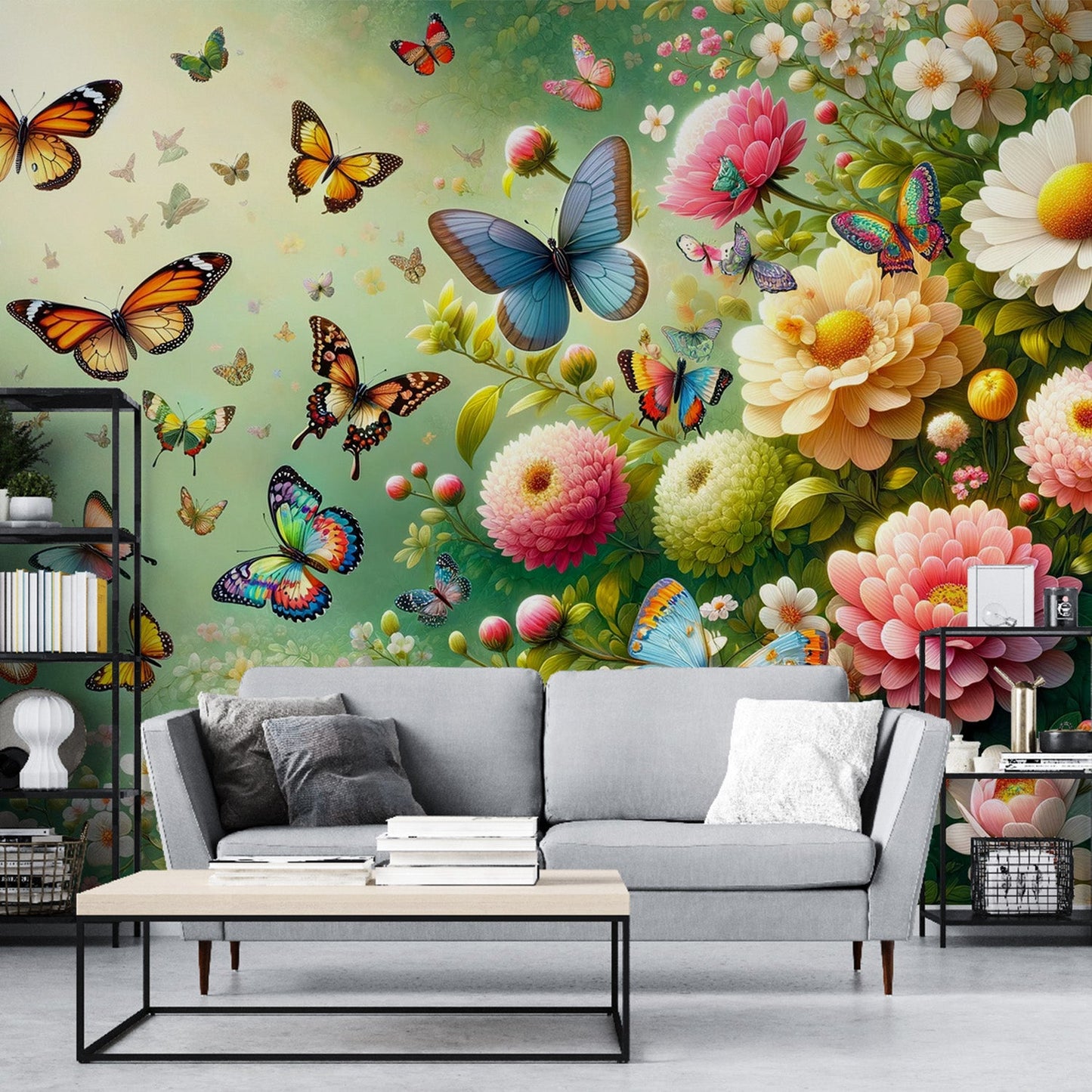 Butterfly Wallpaper | Flower and Butterfly Illustration