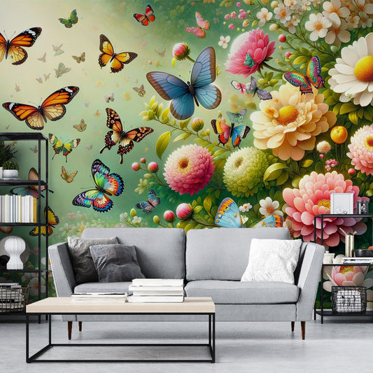 Butterfly Wallpaper | Flower and Butterfly Illustration