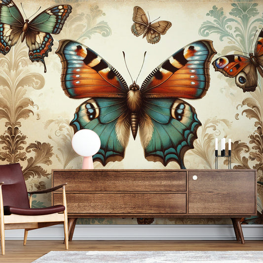 Butterfly Wallpaper | Vintage with Fleur-de-lis
